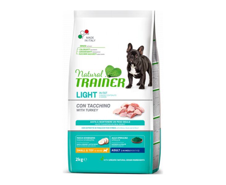 NATURAL TRAINER ADULT WEIGHT CARE SMALL&TOY TURKEY 2KG - сухой корм с индейкой для контроля веса у собак маленьких и миниатюрных пород. 