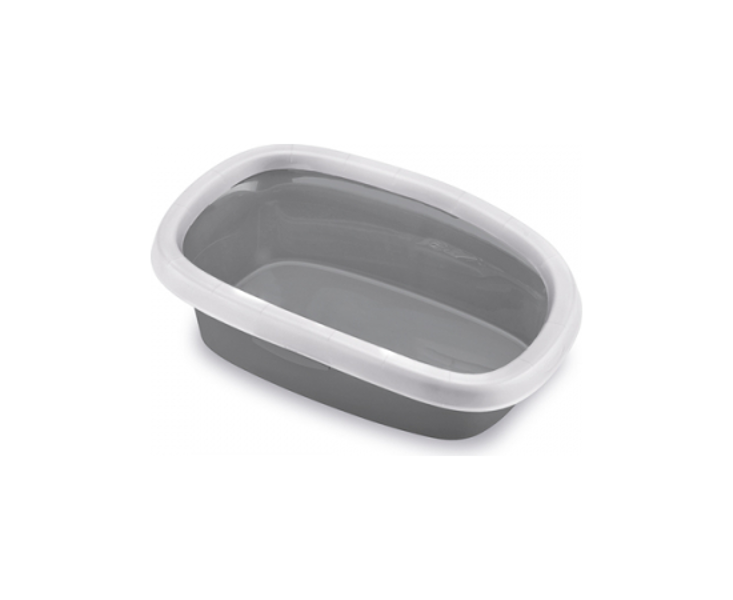 Kaķu tualete SPRINT 10 ar apmali (balts/pelēks) 31x43x14 cm