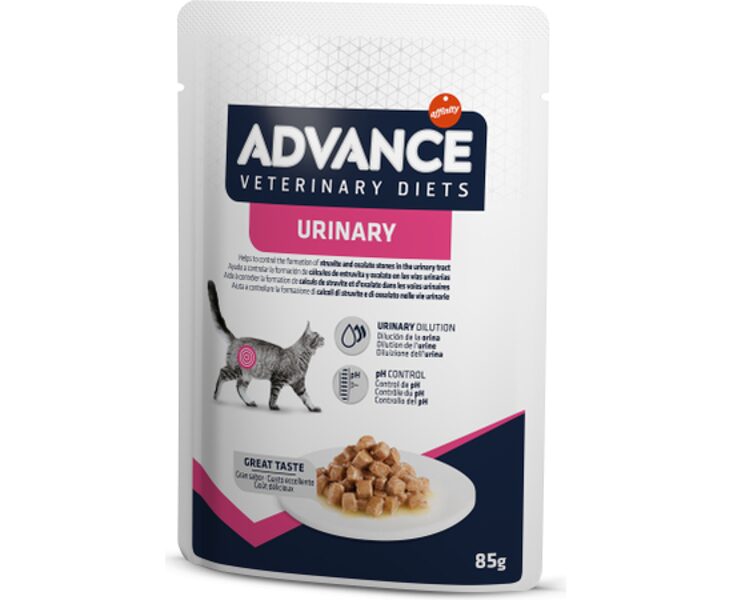 ADVANCE VETERINARY DIETS CAT URINARY 85gr - pilnvērtīga diētiska barība, konservi kaķiem ar urīnceļu problēmam