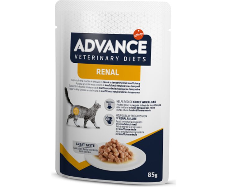 ADVANCE VETERINARY DIETS CAT RENAL 85g - pilnvērtīga diētiska barība, konservi kaķiem ar nieru problēmam