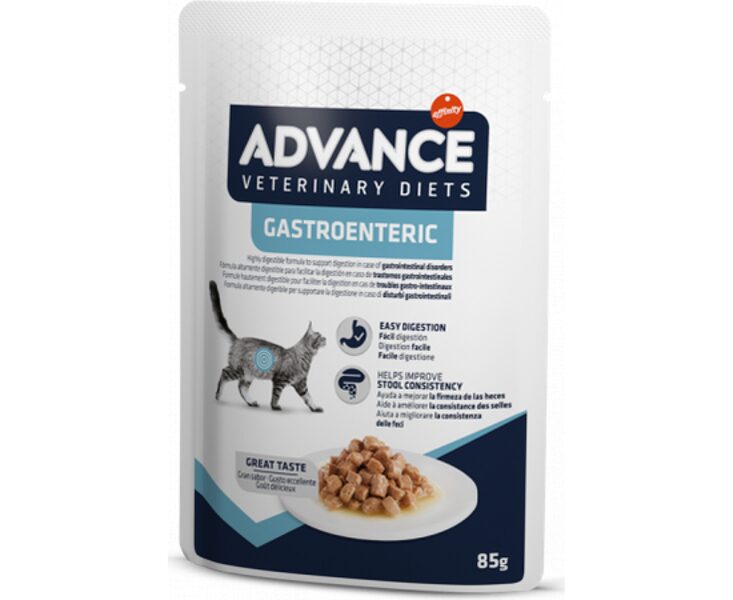 ADVANCE VETERINARY DIETS CAT GASTROENTARIC 85gr - pilvērtīga diētiskā barība, konservi kaķiem ar gremošanas trakta problēmām