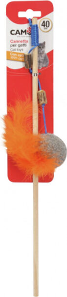 Camon Игрушка для кошек - палочка с мячиком и перьями, 26 см