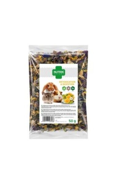 NUTRIN NATURE DETOX & DIGISTATION 50g - AUGU PAPILDBARĪBAS MAISĪJUMS TRUŠIEM, ŠINŠILĀM, DEGU, JŪRAS CUCIŅĀM