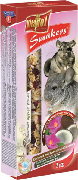 STANDARD Smakers coconut and rose petals for chinchilla 2pcs 90g - Vitapol паочки с розовыми лепестками для шиншилл