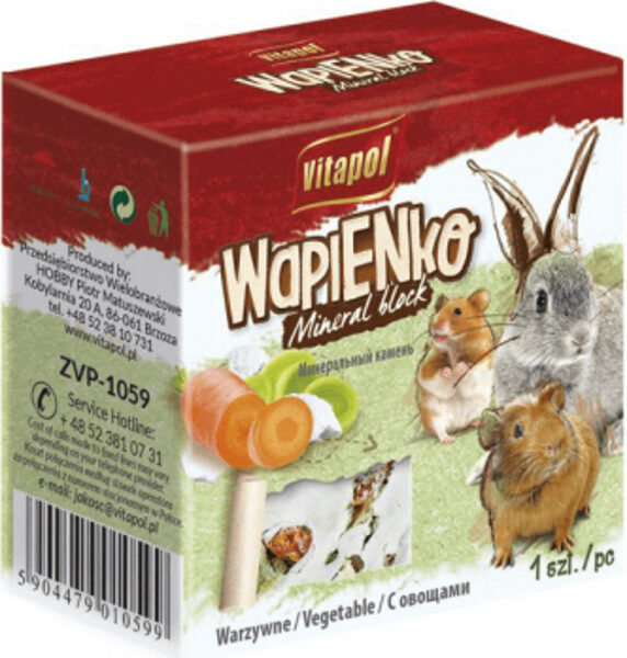 Vitapol MINERAL BLOCK vegetable for rodents and rabbit 1pc 40g - минеральный блок с овощами для грызунов