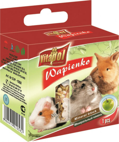 Vitapol MINERAL BLOCK apple for rodents and rabbit 1pc 40g - минеральный блок с яблоком для грызунов