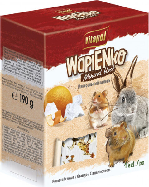 Vitapol MINERAL BLOCK для грызунов, минеральный камень со вкусом апельсина 1шт 40г (12 шт)