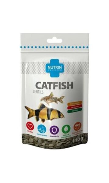 NUTRIN Aquarium - CATFISH LENTILS 110g - гранулированный корм для всеядных рыб, которые ищут корм на дне