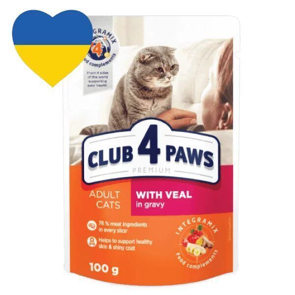 Club4paws with Veal in gravy, 100g - konservi kaķiem ar teļa gaļu mērcē