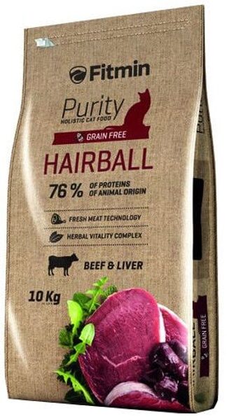 Fitmin Purity Hairball 10 Kg - bezgraudu holistiska barība garspalvainiem kaķiem.