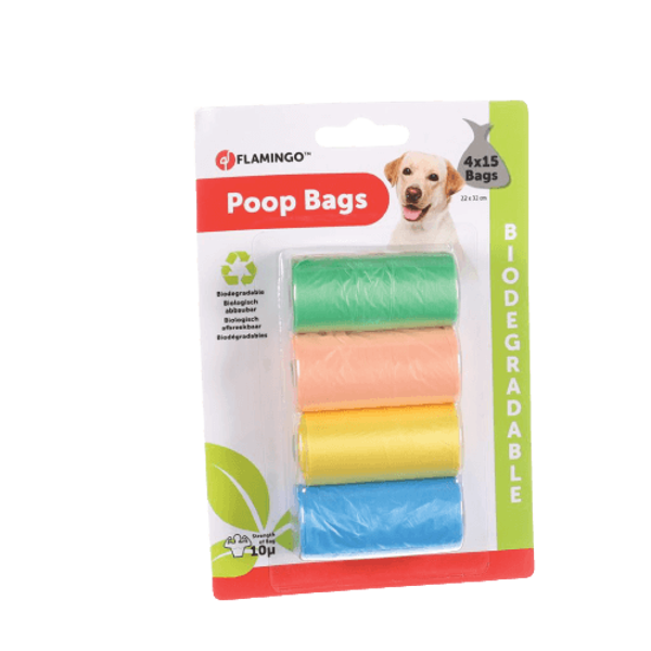биоразлагаемые пакеты для сбора экскрементов 4x15 шт. Flamingo Bio Mix