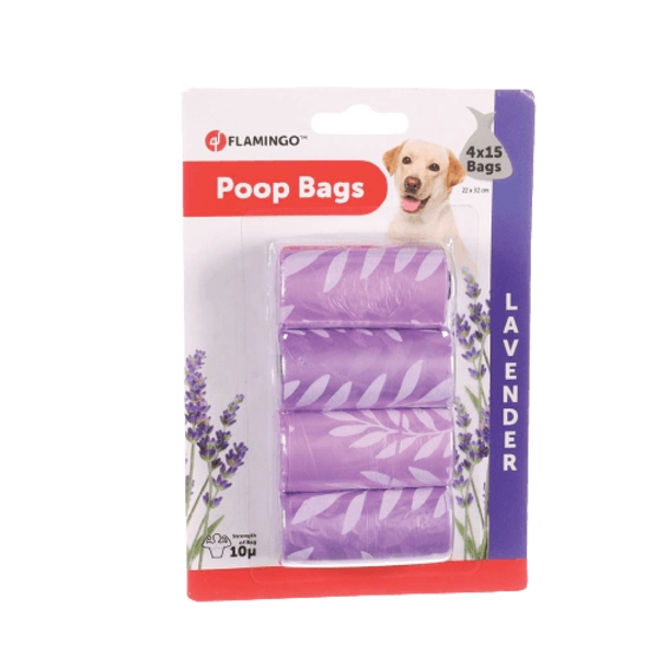 пакеты для сбора экскрементов с ароматом лаванды 4х15шт Flamingo Lavender