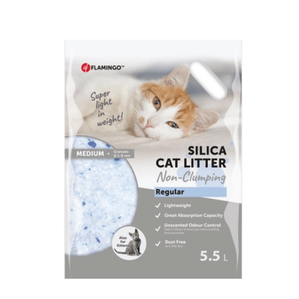 Flamingo Silica Regular Medium 5.5L - silikona pakaiši kaķiem 