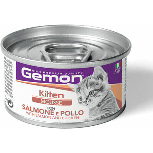 Gemon Cat mousse Kitten with salmon and chicken 85 g - konservi kaķēniem