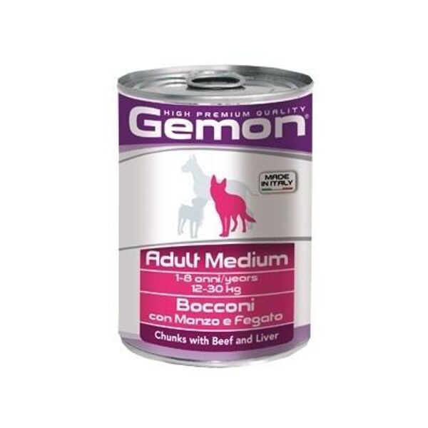 GEMON Dog chunkies Adult MEDIUM with beef & liver 0.415kg - консервы для собак