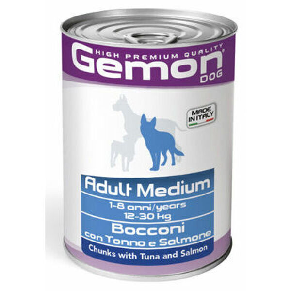 GEMON Dog chunkies Adult MEDIUM with tuna & salmon 415 g (С ТУНЦОМ И ЛОСОСЕМ)