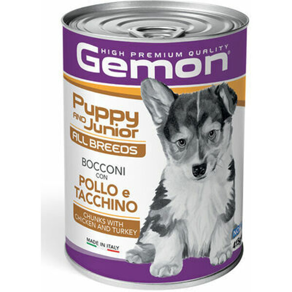 GEMON Dog chunkies Junior with chicken & turkey 0.415kg - консервы для собак