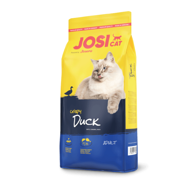 Josera JosiCat Crispy Duck 650 g - sausā bezgraudu Premium barība kaķiem ar pīli un zivi