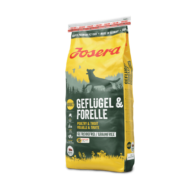 Josera Poultry & Trout / Geflügel & Forelle 15kg -  barība ar putnu gaļu un foreli aktīviem pieaugušiem suņiem
