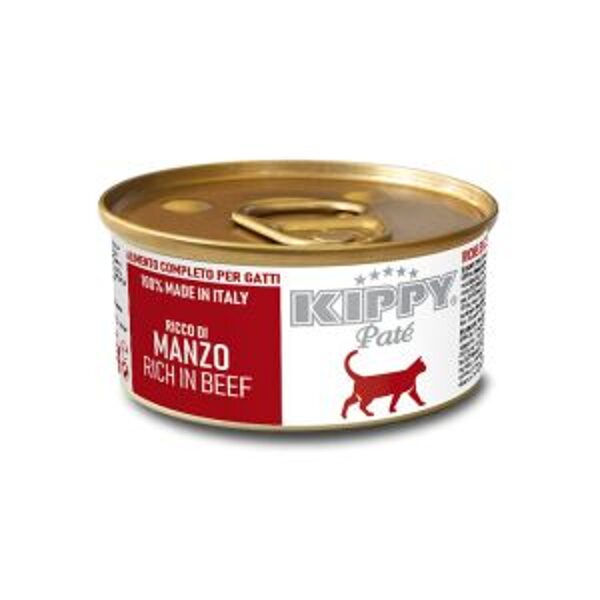 Kippy Pate Cat Adult, Rich in Beef, 85g - mitrā barība ar liellopu visu šķirņu pieaugušiem kaķiem (pastēte)