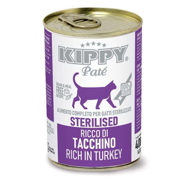 Kippy Pate Cat Sterilized, Rich in Turkey, 400g  - влажный корм с индейкой для взрослых стерилизованных кошек (паштет)