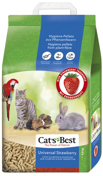 Cats Best Universal Strawberry 10 l (5,5 kg) - Древесный наполнитель для туалетов и клеток