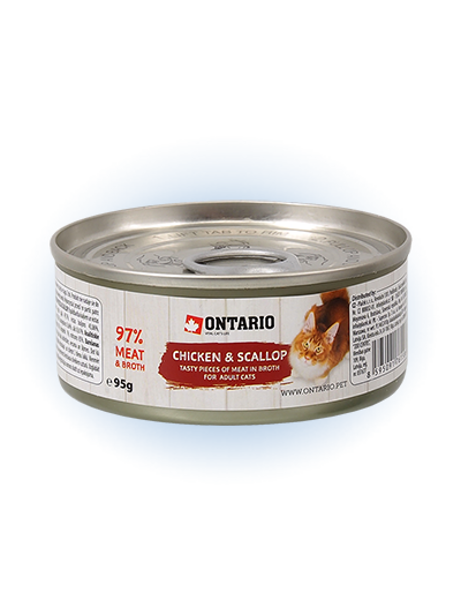 Ontario Chicken & Scallop, 95 g - Konservi kaķiem