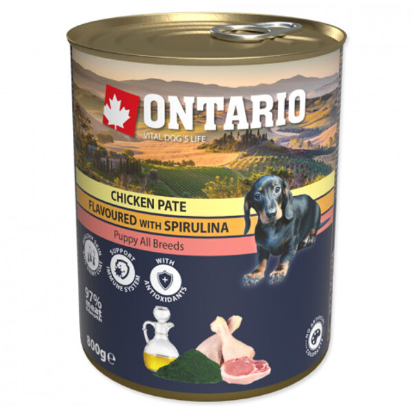 Ontario Puppy Chicken Pate, Spirulina and Salmon oil, 800 г - Консервы для щенков