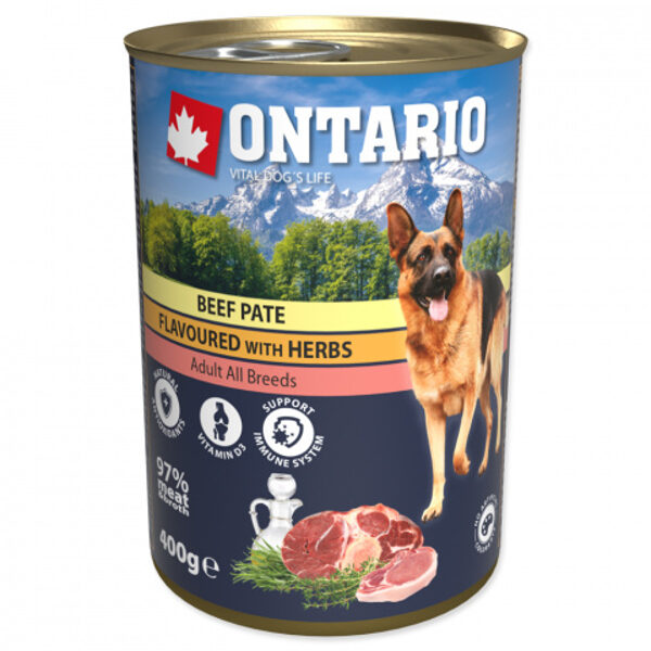 Ontario Dog Beef Pate with Herbs 400g - konservvi suņiem