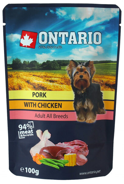 Ontario Dog Pork with Chicken in Broth, 100 г - Консервы для собак