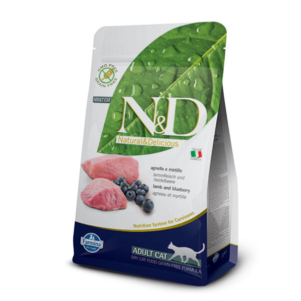 N&D CAT PRIME LAMB BLUEBERRY 10KG - bezgraudu barība pieaugušiem kaķiem