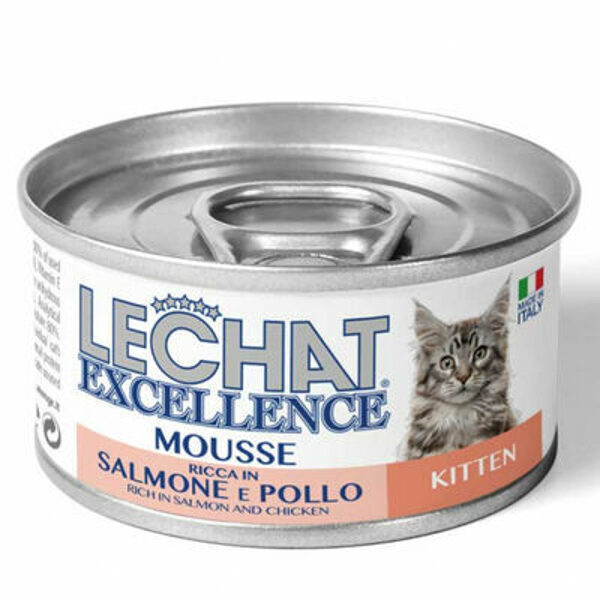 Lechat Excelence Mousse KITTEN Salmon and Chicken 85g - konservi kaķiem