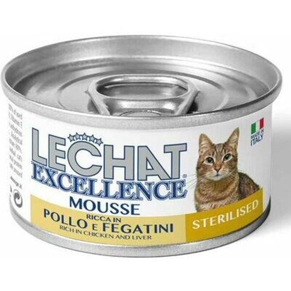 Lechat Excelence Mousse STERILISED Chicken and Livers 85g - konservi kaķiem