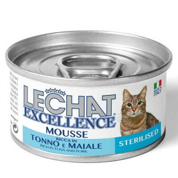 Lechat Excelence Mousse STERILISED Tuna and Pork 85g - konservi kaķiem