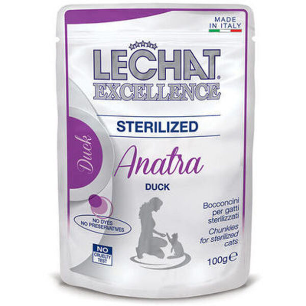 LECHAT Excellence Wet Sterilized with duck 100 g - konserviar pīles gaļu kaķiem