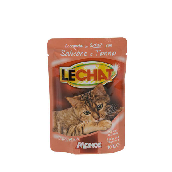 LeChat Pouches ar tunča un laša gaļas gabaliniem 100 gr