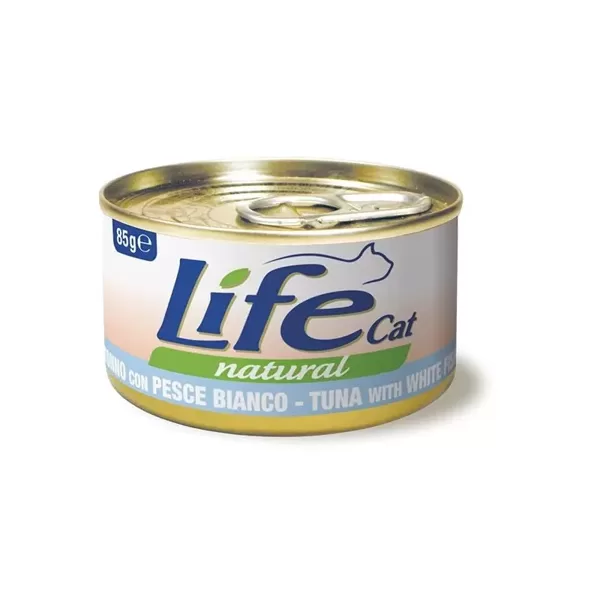 LIFE CAT TUNA with WHITE FISH, 85g - konservi kaķiem ar tunci un balto zivi