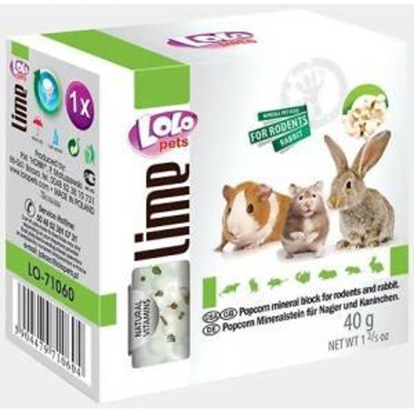 Lolo Pets minerālakmens ar popkornu grauzējiem un trušiem 40g