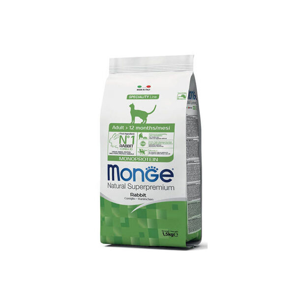 MONGE Adult Monoprotein Rabbit 1,5kg - - barība kaķiem