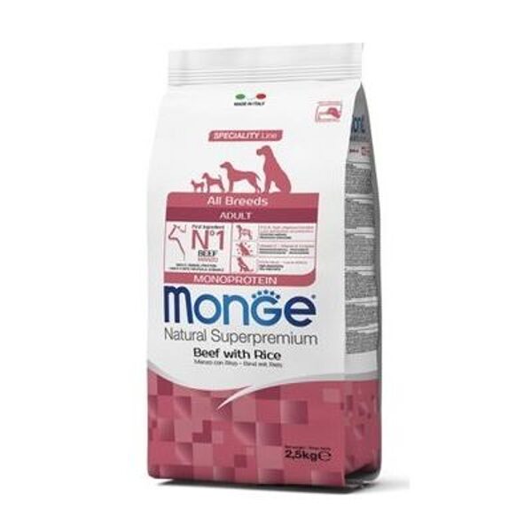 MONGE ALL BREEDS Adult Monoprotein Beef with Rice 12 kg - корм для взрослых собак