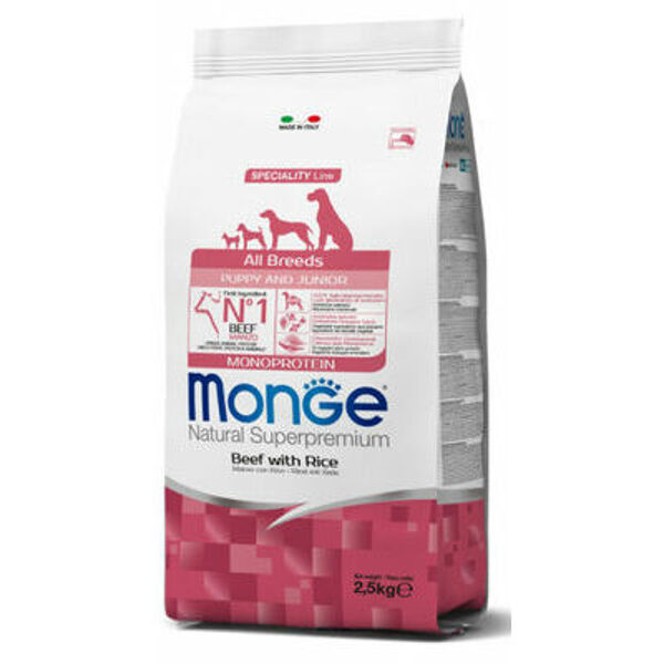 MONGE ALL BREEDS Puppy & Junior Beef and Rice 2,5kg