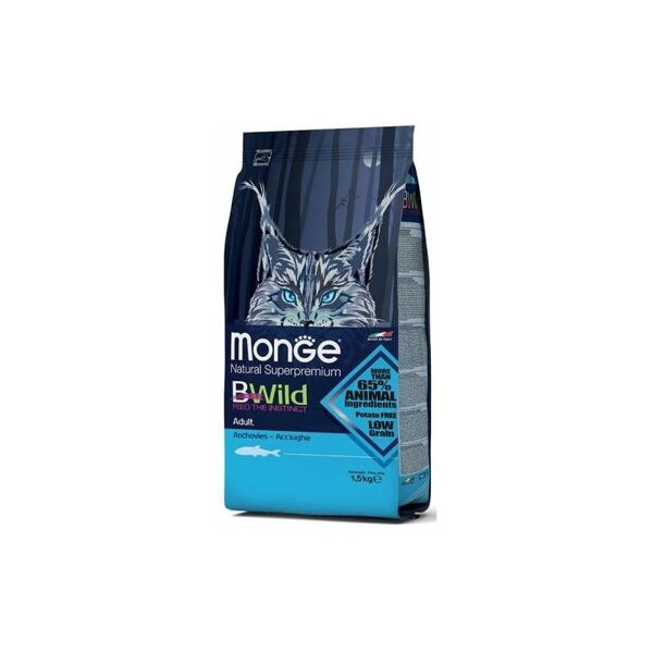 MONGE BWILD CAT Adult Anchovies 1,5 kg - - barība kaķiem