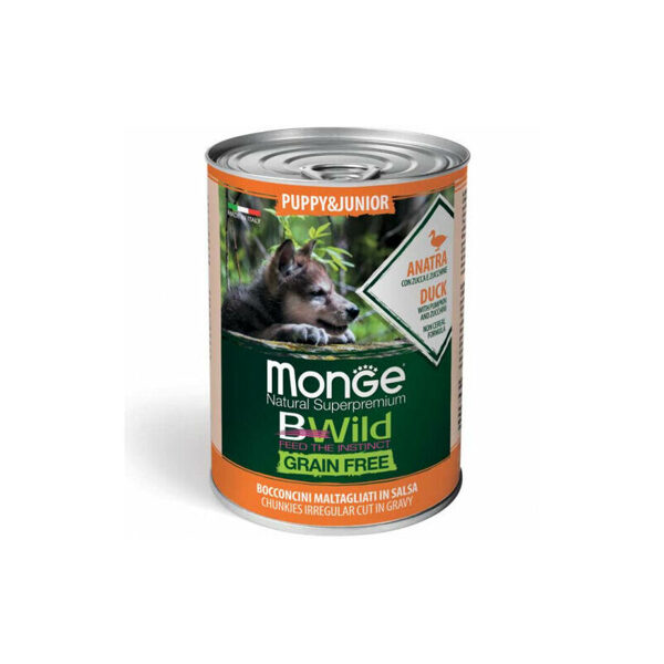 Monge BWild chunkies in gravy Puppy Duck with Pumpkin and Zucchini 400g