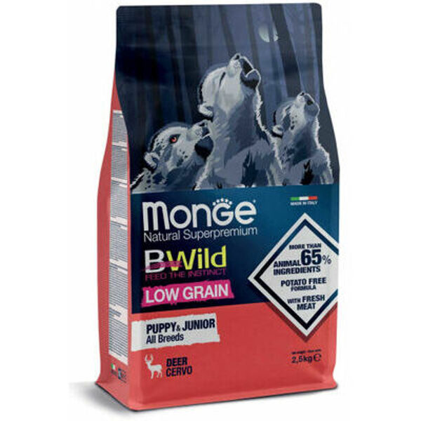 MONGE BWILD Low Grain Puppy & Junior Deer 12 kg 