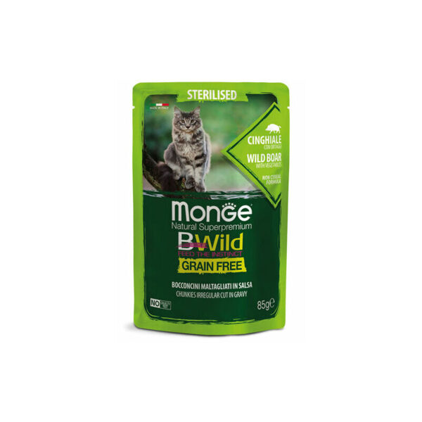 MONGE BWILD pouches Cat Sterilised Wild Boar with vegetable 85g