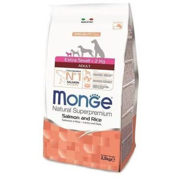 MONGE EXTRA SMALL Adult Salmon and Rice 2,5 kg - корм для взрослых собак
