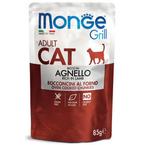 Monge Grill Pouch Chunkies in Jelly Rich in Lamb Adult 85 g - konservi kaķiem