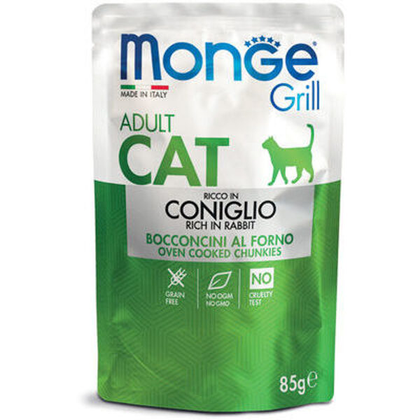 Monge Grill Pouch Chunkies in Jelly Rich in Rabbit Adult 85 g - konservi kaķiem
