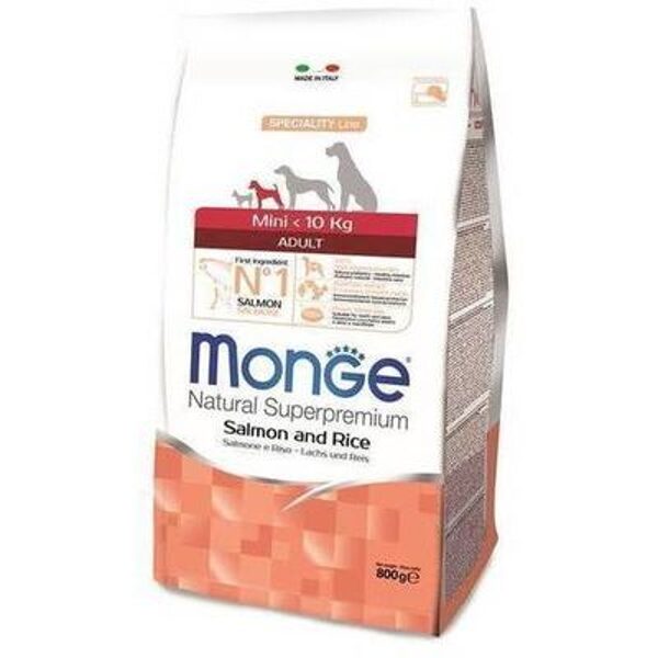 MONGE MINI Adult Salmon and Rice 0,8 kg - barība suņiem