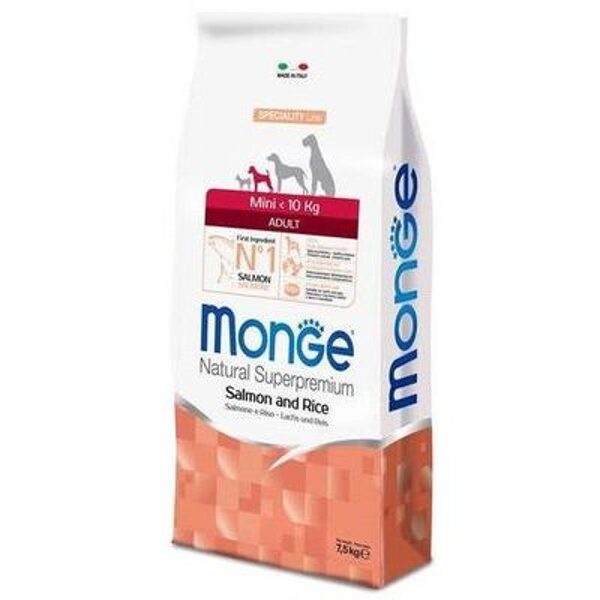 MONGE MINI Adult Salmon and Rice 7,5 kg - barība suņiem
